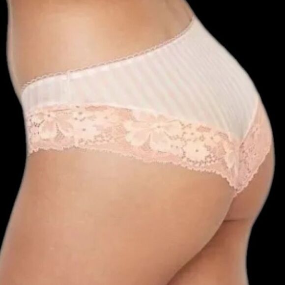 Victorias Secret Body Supersoft Satiny Striped Lace waist Hiphugger panty Pink - Picture 8 of 8